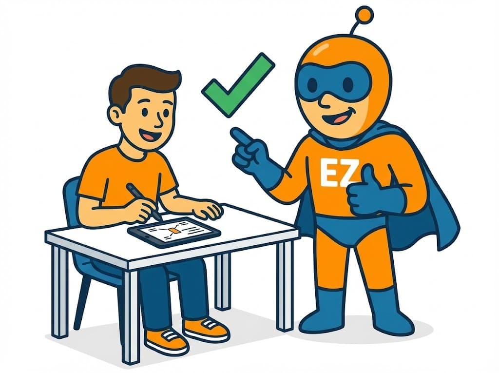 תלמיד חוגג הצלחה עם המאמן האישי EZ הסופרהירו של דיויצ'י